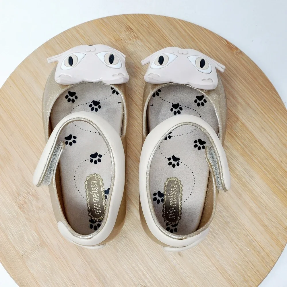 Mini Melissa Shoes Kids 7‎ Cat Gold Glitter Sparkle Kitty Mary Jane Ultragirl